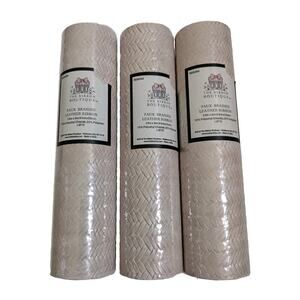 New Lot 3 The Ribbon Boutique Faux Braided Leather Latte 24x7.5" Wicker Embossed